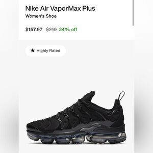 Black vapor maxes size 10 in women’s like brand new